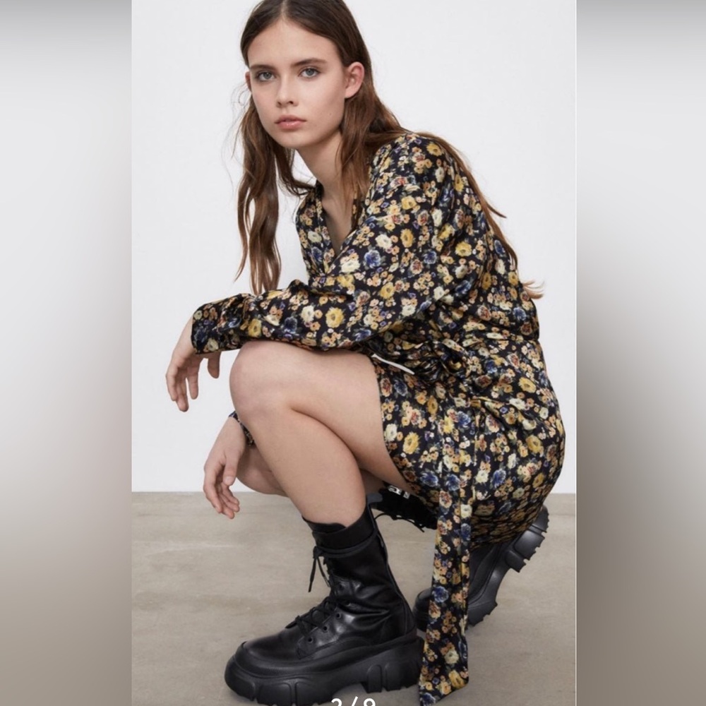 Zara floral jumpsuit dress